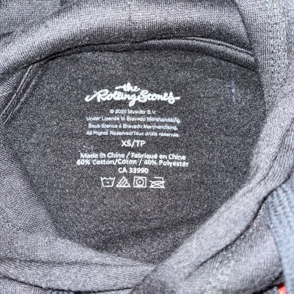 Black with leopard print rolling stones hoodie, Size XS, Lightly worn - Picture 3 of 5